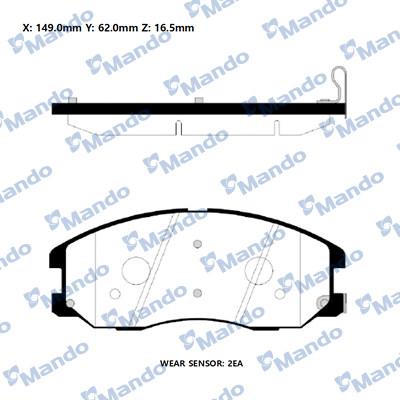 Mando RMPD28NS - Тормозные колодки, дисковые, комплект autospares.lv