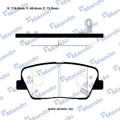 Mando RMPH45NS - Тормозные колодки, дисковые, комплект autospares.lv