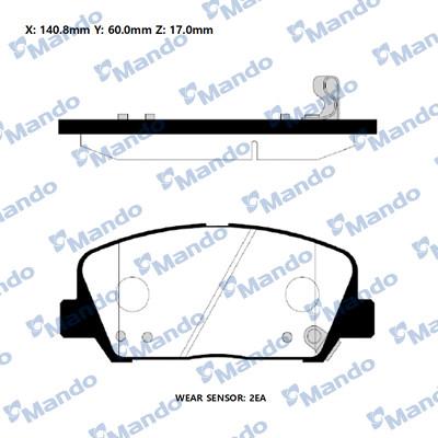 Mando RMPH48 - Тормозные колодки, дисковые, комплект autospares.lv