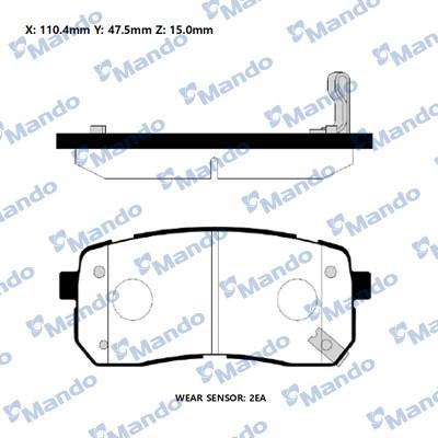 Mando RMPH43NS - Тормозные колодки, дисковые, комплект autospares.lv