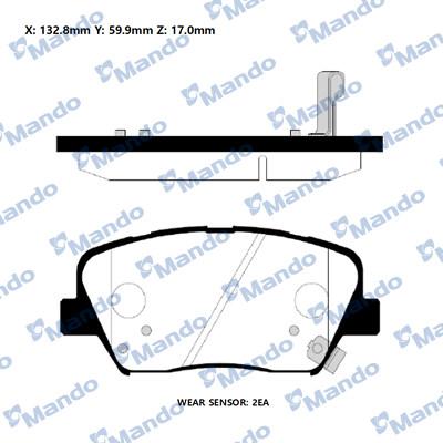 Mando RMPH50 - Тормозные колодки, дисковые, комплект autospares.lv