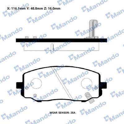 Mando RMPH66 - Тормозные колодки, дисковые, комплект autospares.lv