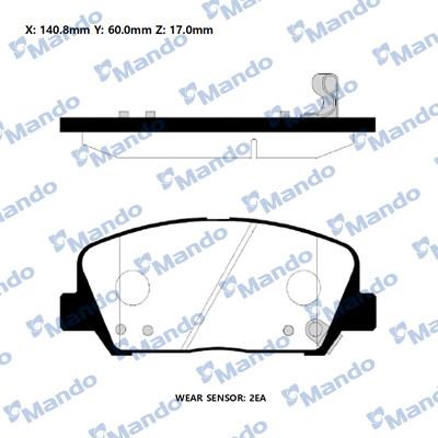 Mando RMPH61 - Тормозные колодки, дисковые, комплект autospares.lv