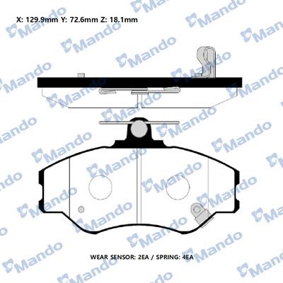 Mando RMPH05NS - Тормозные колодки, дисковые, комплект autospares.lv