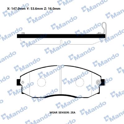 Mando RMPH07NS - Тормозные колодки, дисковые, комплект autospares.lv