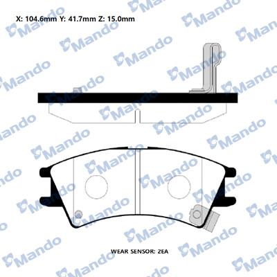 Mando RMPH16NS - Тормозные колодки, дисковые, комплект autospares.lv