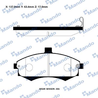 Mando RMPH29NS - Тормозные колодки, дисковые, комплект autospares.lv