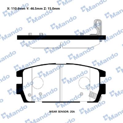 Mando RMPH25NS - Тормозные колодки, дисковые, комплект autospares.lv