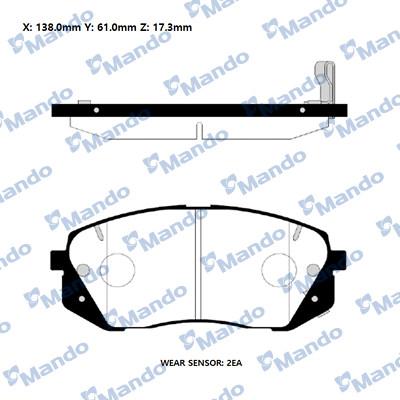 Mando RMPK45NS - Тормозные колодки, дисковые, комплект autospares.lv