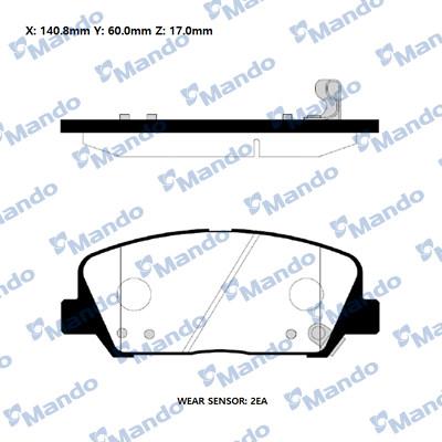 Mando RMPK47NS - Тормозные колодки, дисковые, комплект autospares.lv