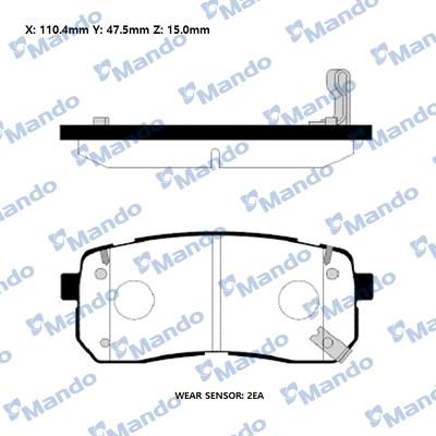 Mando RMPK52 - Тормозные колодки, дисковые, комплект autospares.lv