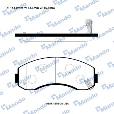 Mando RMPK09 - Тормозные колодки, дисковые, комплект autospares.lv