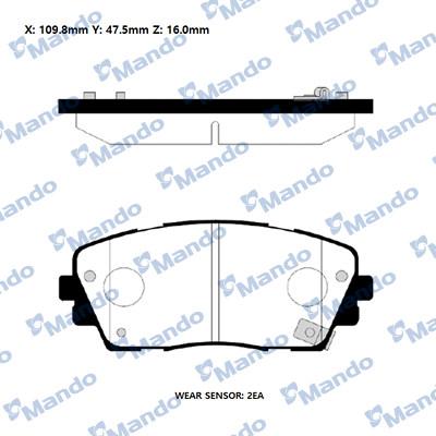 Mando RMPK39NS - Тормозные колодки, дисковые, комплект autospares.lv