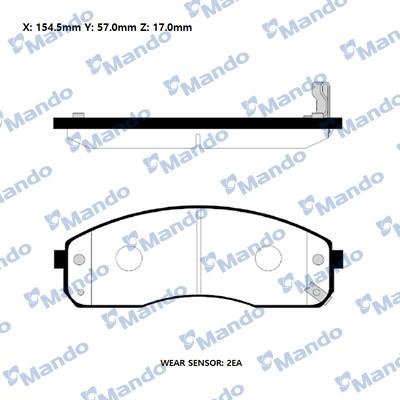 Mando RMPK26 - Тормозные колодки, дисковые, комплект autospares.lv