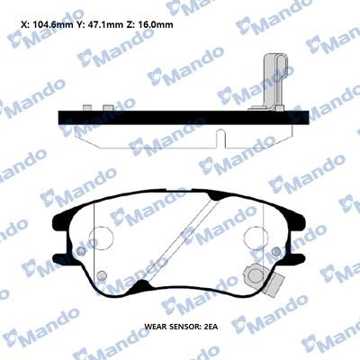 Mando RMPK22NS - Тормозные колодки, дисковые, комплект autospares.lv