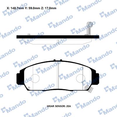 Mando RMPO06 - Тормозные колодки, дисковые, комплект autospares.lv