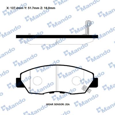 Mando RMPO02NS - Тормозные колодки, дисковые, комплект autospares.lv