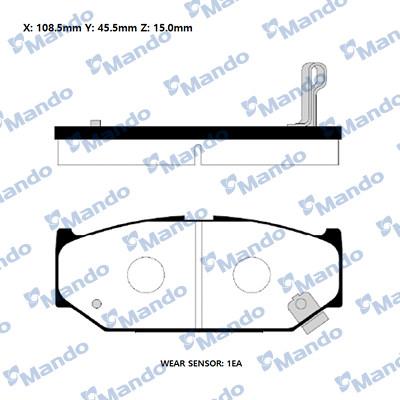 Mando RMPZ07 - Тормозные колодки, дисковые, комплект autospares.lv