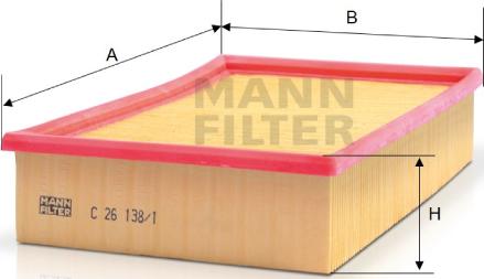 Mann-Filter C 26 138/1 - Воздушный фильтр, двигатель autospares.lv