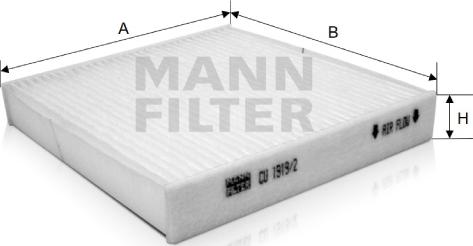 Mann-Filter CU 1919/2 - Фильтр воздуха в салоне autospares.lv