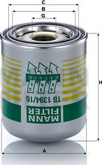 Mann-Filter TB 1394/16 x - Патрон осушителя воздуха, пневматическая система autospares.lv