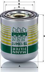 Mann-Filter TB 1394/17 x - Патрон осушителя воздуха, пневматическая система autospares.lv