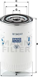 Mann-Filter W 940/41 - Фильтр, система рабочей гидравлики autospares.lv