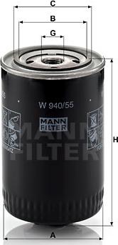 Mann-Filter W 940/55 - Масляный фильтр autospares.lv