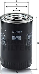 Mann-Filter W 940/69 - Масляный фильтр autospares.lv
