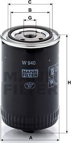 Mann-Filter W 940 (10) - Масляный фильтр autospares.lv