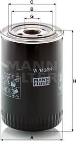 Mann-Filter W 940/34 - Масляный фильтр autospares.lv