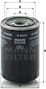 Mann-Filter W 940/38 - Масляный фильтр autospares.lv