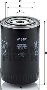 Mann-Filter W 940/3 - Масляный фильтр autospares.lv