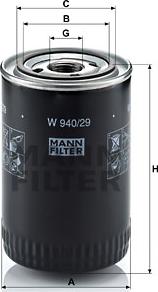 Mann-Filter W 940/29 - Масляный фильтр autospares.lv
