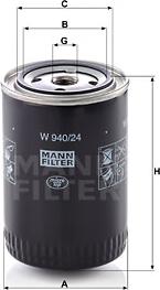 Mann-Filter W 940/24 - Масляный фильтр autospares.lv