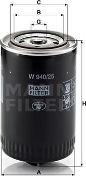Mann-Filter W 940/25 (10) - Масляный фильтр autospares.lv