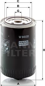 Mann-Filter W 940/20 - Масляный фильтр autospares.lv