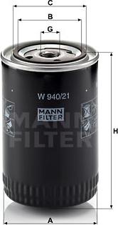Mann-Filter W 940/21 - Масляный фильтр autospares.lv