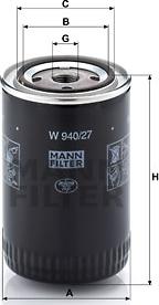 Mann-Filter W 940/27 - Масляный фильтр autospares.lv