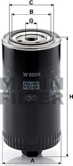 Mann-Filter W 950/4 - Масляный фильтр autospares.lv