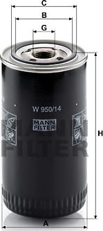 Mann-Filter W 950/14 - Масляный фильтр autospares.lv