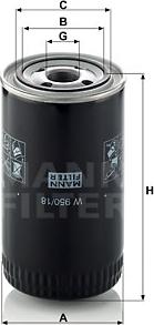 Mann-Filter W 950/18 - Масляный фильтр autospares.lv