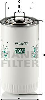 Mann-Filter W 950/13 - Масляный фильтр autospares.lv