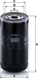 Mann-Filter W 950/17 - Масляный фильтр autospares.lv