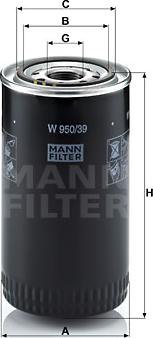 Mann-Filter W 950/39 - Масляный фильтр autospares.lv
