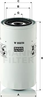 Mann-Filter W 950/36 - Масляный фильтр autospares.lv