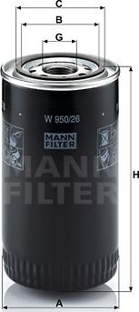 Mann-Filter W 950/26 - Масляный фильтр autospares.lv