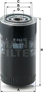 Mann-Filter W 950/22 - Масляный фильтр autospares.lv