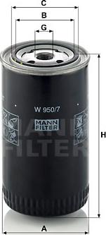 Mann-Filter W 950/7 - Масляный фильтр autospares.lv