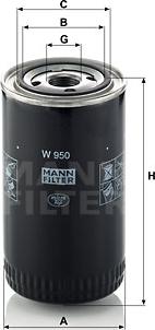 Mann-Filter W 950 - Масляный фильтр autospares.lv